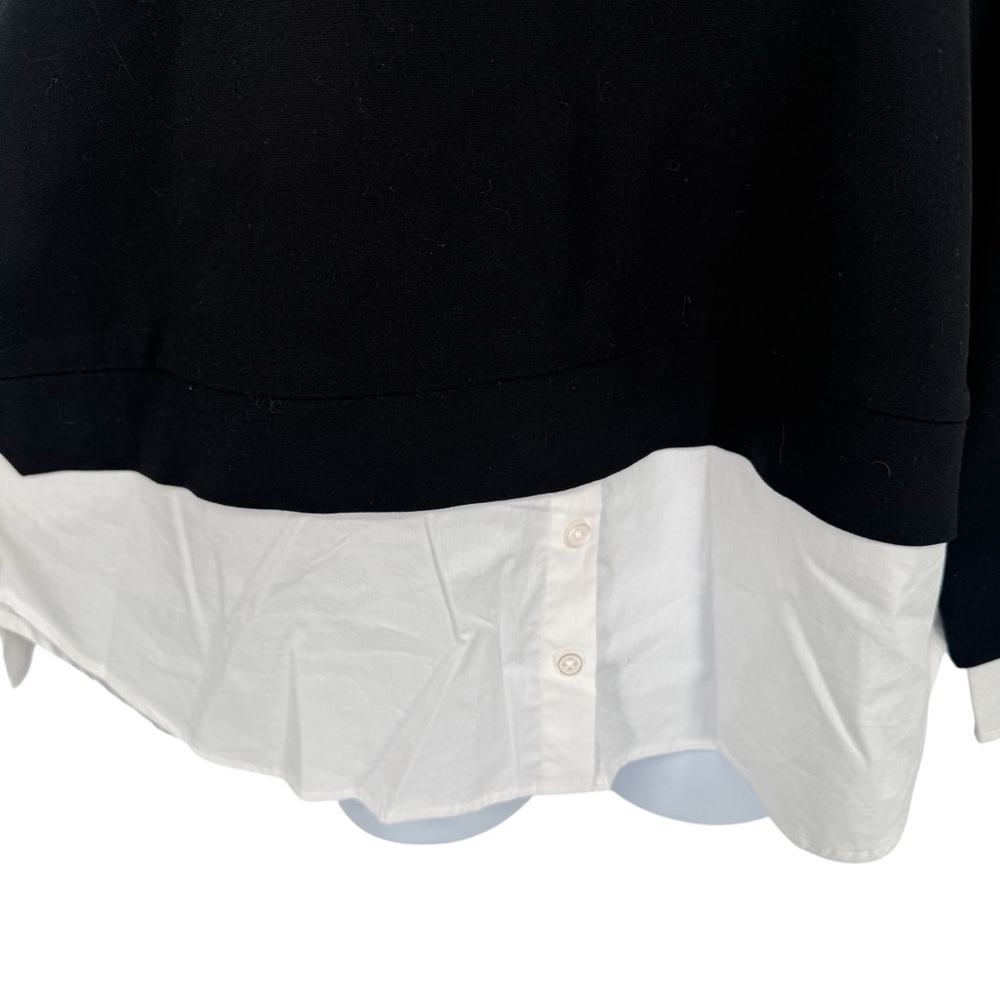 NWT Kenneth Cole Black Hooded Sweatshirt White Button Down Underneath Large - Picture 3 of 9